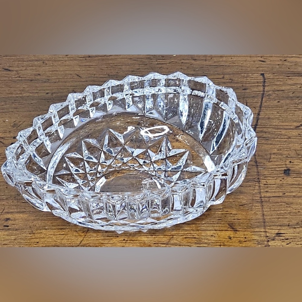 Vintage Clear Crystal Class Small Trinket Dish Storage Ashtray Retro Decor MCM